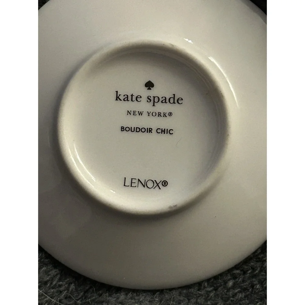 Kate Spade x Lenox (Porcelain) Boudoir Chic Ring Trinket Dish (3.5 Inches) Trim